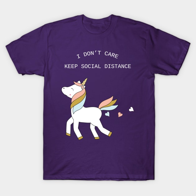 Unicorn - keep social distance - white text T-Shirt by grafart